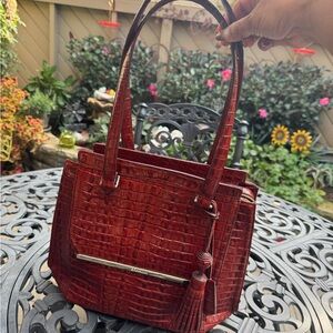 Brahmin Rust Croc-Embossed Shoulder Bag